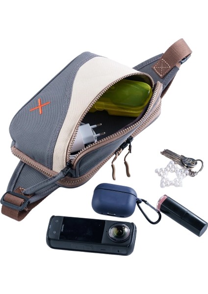 Turuncu Kuş Desenli Kanvas Unisex Göğüs ve Bel Çantası