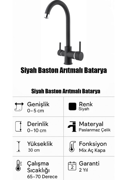 Baston Arıtmalı Batarya Sıcak Soğuk Arıtma Girişli Mutfak Eviye Bataryası - 2 Yıl Garantili fırsatları