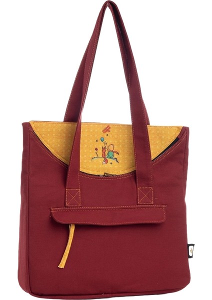 Bordo Küçük Prens Desenli Canvas Kumaş Omuz Çantası fiyatları