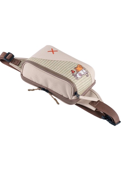 Krem Rengi Kedi & Köpek Desenli Kanvas Unisex Göğüs ve Bel Çantası modelleri