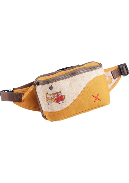 Sarı Renkli Baykuş Desenli Kanvas Unisex Göğüs ve Bel Çantası fiyatları