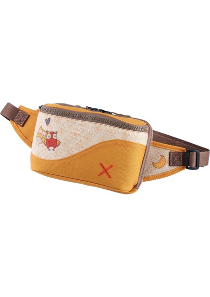 Sarı Renkli Baykuş Desenli Kanvas Unisex Göğüs ve Bel Çantası fırsatları