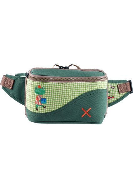 Yeşil Kurbağa Desenli Kanvas Unisex Göğüs ve Bel Çantası