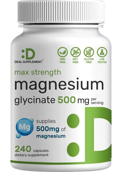 Max Strength Magnesium Glycinate 500MG 240 Capsules