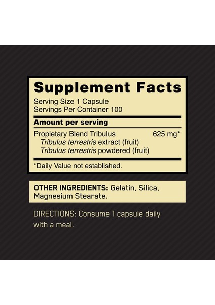 Tribulus Terrestris 625MG 100 Caps modelleri