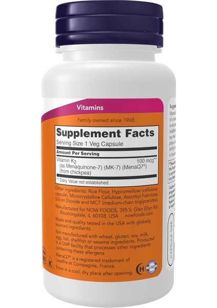 Mk-7 Vitamin K-2 100 Mcg Cardiovascular Support Supports Bone Health 120 Veg fiyatları