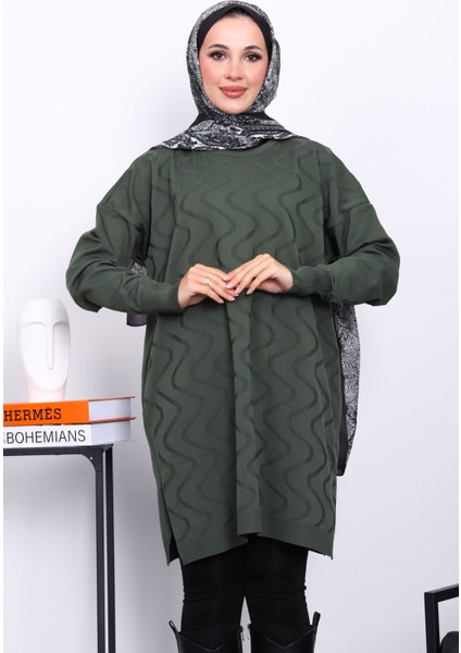 Haki Soğuk Iplik Merserize Triko Tunik