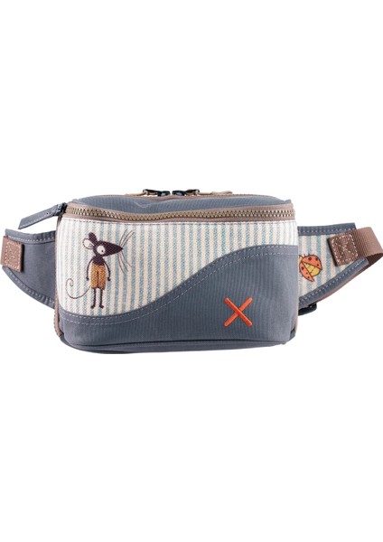 Antrasit Fare Desenli Kanvas Unisex Göğüs ve Bel Çantası