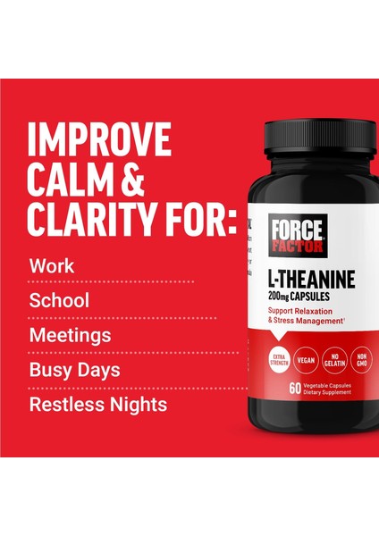 Extra Strength L-Theanine Stress Relief, And Supporting Calm Relaxation 200MG 60 Veg