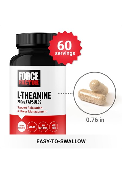 Extra Strength L-Theanine Stress Relief, And Supporting Calm Relaxation 200MG 60 Veg modelleri