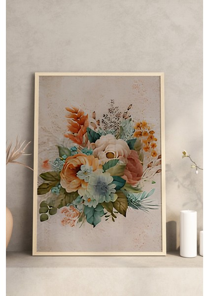 🌸 3'lü Çam Çerçeveli Uv Baskılı Çiçek Temalı Mdf Tablolar🌿 CRV1169 23 x 32 modelleri