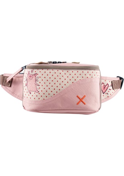Pembe Domuz Desenli Kanvas Unisex Göğüs ve Bel Çantası