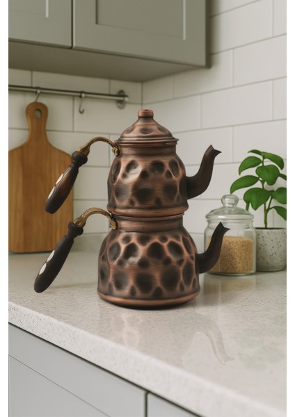 Eterna El Dövmesi Bakır Çaydanlık