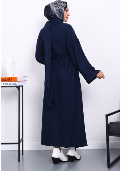 Lacivert Bisiklet Yaka Atkılı Elbise fırsatları