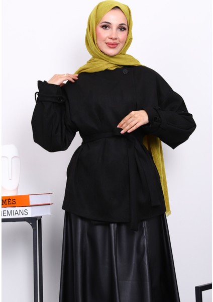 Siyah Kol Apoletli Astarlı Süet Ceket modelleri