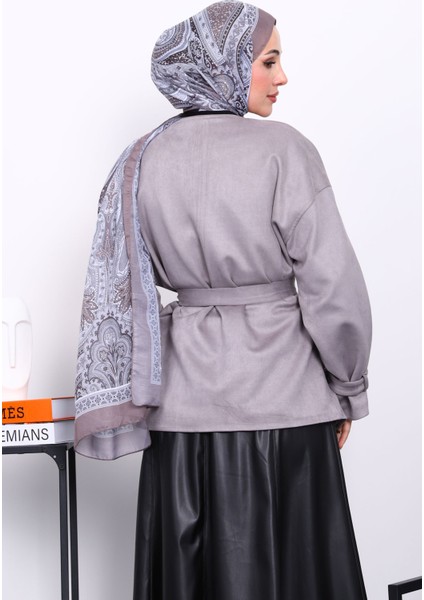 Gri Kol Apoletli Astarlı Süet Ceket fırsatları