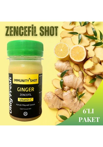 Zencefil Shot 6'lı Paket Bağışıklık Desteği Içecek 60 ml