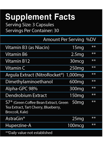 Nemesis Pump Focus S7 + Alpha Gpc + Huperzine + Astragin + Nitro Rocket 90 Caps modelleri