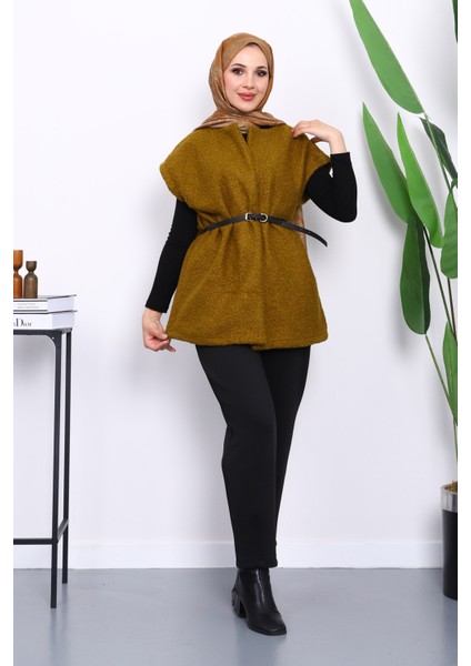 Yağ Yeşili Bel Kemerli Orkide Yelek fiyatları