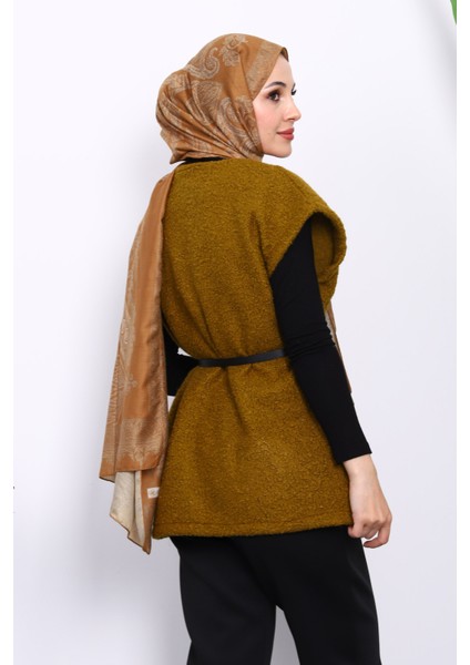 Yağ Yeşili Bel Kemerli Orkide Yelek fırsatları