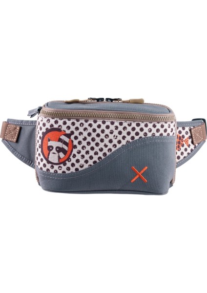 Antrasit Rakun Desenli Kanvas Unisex Göğüs ve Bel Çantası