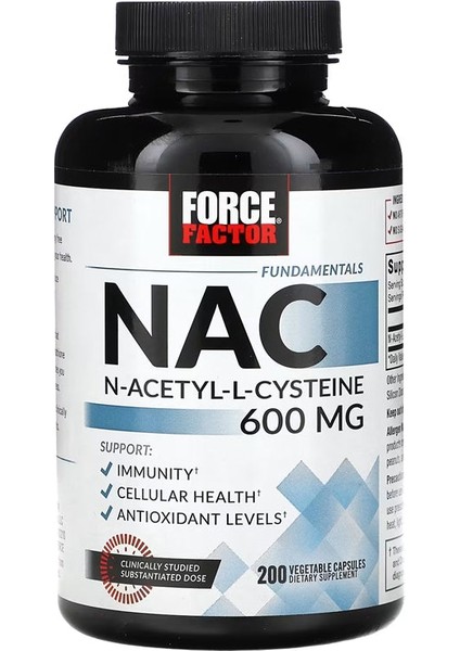 Nac 600 Mg N-Acetyl Cysteine For Liver Health Immune Support & Antioxidant 200 Caps fiyatları