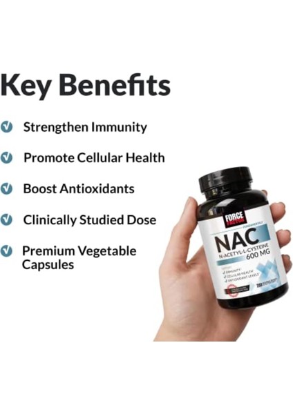 Nac 600 Mg N-Acetyl Cysteine For Liver Health Immune Support & Antioxidant 200 Caps modelleri