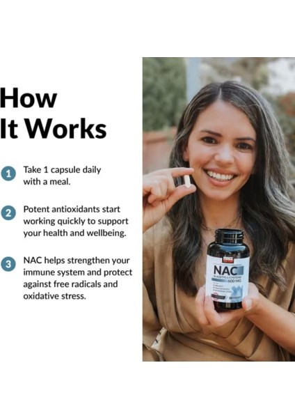 Nac 600 Mg N-Acetyl Cysteine For Liver Health Immune Support & Antioxidant 200 Caps indirimleri