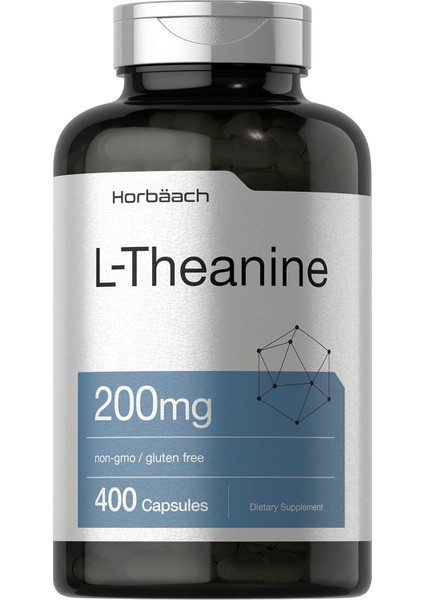 Horbäach L Theanine | 200MG | 400 Capsules | Value Size | Non-Gmo, Gluten Free