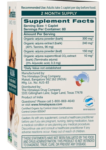 Organic Arjuna 60 Caplets - fiyatları