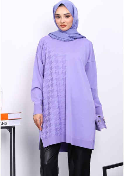 Lila Soğuk İplik Merserize Triko Tunik