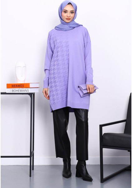 Lila Soğuk İplik Merserize Triko Tunik fiyatları