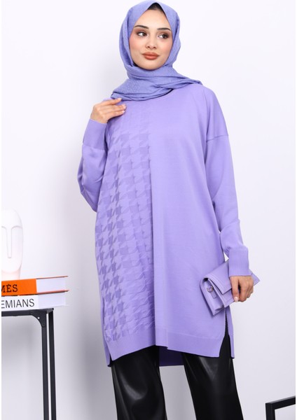 Lila Soğuk İplik Merserize Triko Tunik modelleri