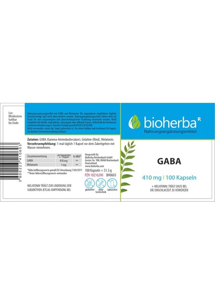Bi̇oherba Gaba Melatoni̇n 410 Mg 100 Capsul fiyatları