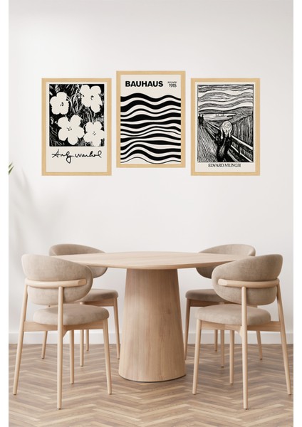 🎨 Andy Warhol - Bauhaus - Edvard Munch Temalı 3’lü Çerçeve Görünümlü Poster Seti🌟 CRVS1152 13 x 17 fiyatları