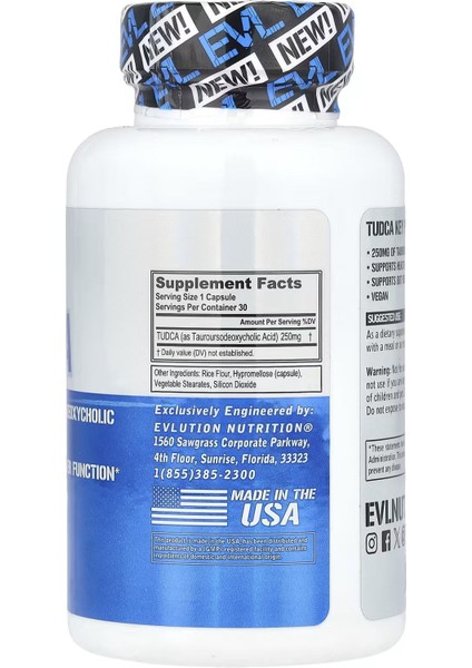 Evlution Nutrition, Tudca, Tauroursodeoxycholic Acid Bıle Salt 30 Veggie Capsules fiyatları