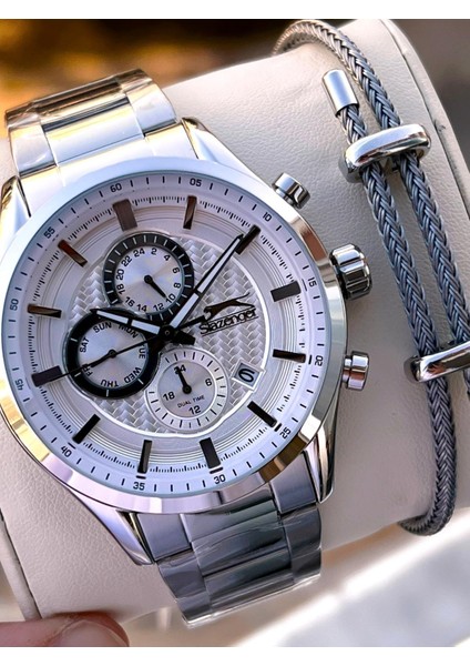 Italyan Tasarım Bileklik Hediyeli 2 Yıl Garantili 10 Atm Çelik Erkek Kol Saat ESL.N1936.2