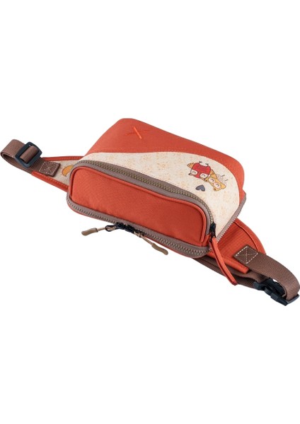 Turuncu Baykuş Desenli Kanvas Unisex Göğüs ve Bel Çantası modelleri