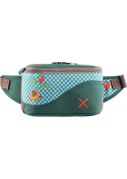 Yeşil Fil Desenli Kanvas Unisex Göğüs ve Bel Çantası