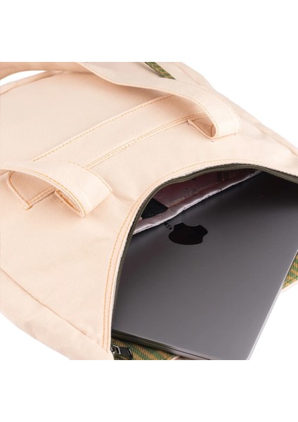 Krem Fare Desenli Canvas Kumaş Omuz Çantası indirimleri