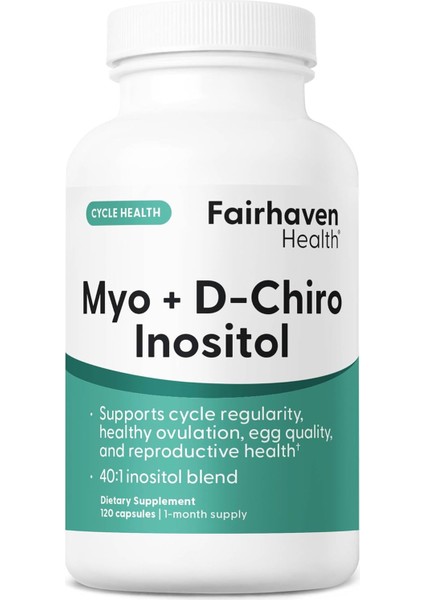 Fairhaven Health Myo-Inositol And D-Chiro Inositol Supplement For Women | 40:1 Ratio | Female Fertility Supplement For Women And Hormone Balance* | Vegan | 120 Myo & D-Chiro Inositol Capsules