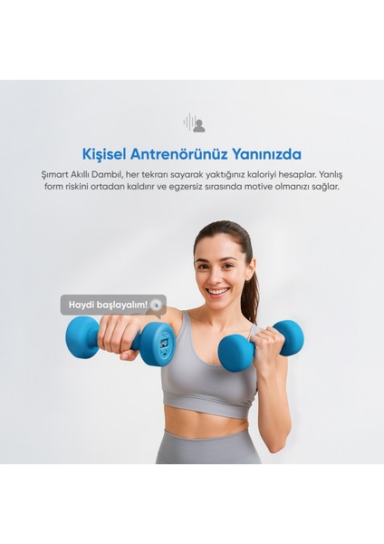 Akıllı Dambıl 2x1 kg Uygulama Destekli, Sesli Yönlendirmeli, LCD Ekranlı fiyatları