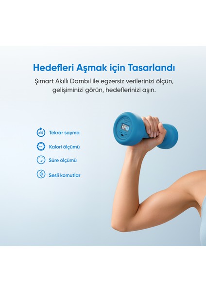 Akıllı Dambıl 2x1 kg Uygulama Destekli, Sesli Yönlendirmeli, LCD Ekranlı modelleri