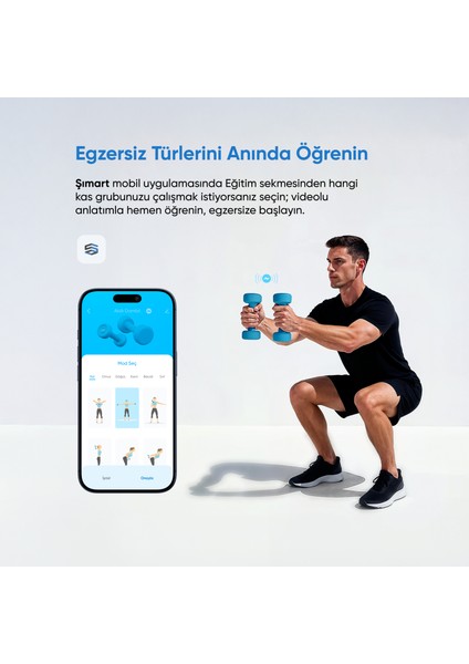 Akıllı Dambıl 2x1 kg Uygulama Destekli, Sesli Yönlendirmeli, LCD Ekranlı indirimleri