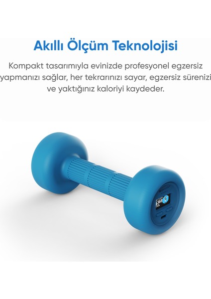 Akıllı Dambıl 2x1 kg Uygulama Destekli, Sesli Yönlendirmeli, LCD Ekranlı