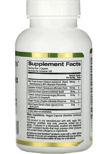 , Silymarin Kompleksi, Süt Devedikeni Ekstraktı Artı Karahindiba, Enginar, Kurkumin C3 Kompleksi®, Zencefil ve Bioperine®, 120 Sebze Kapsülü fiyatları