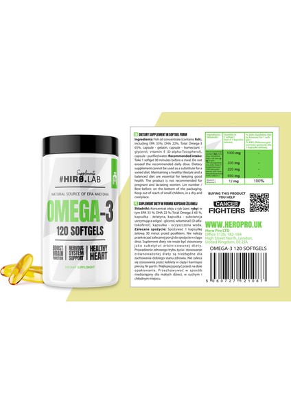 Omega-3 Fish Oil Balık Yağı | 65% Epa + Dha 120 Caps modelleri