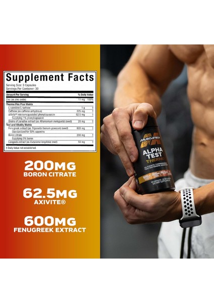 Thermogenic Testosterone Booster For Men Alphatest Thermo Tribulus Terrestris 90 Caps fırsatları