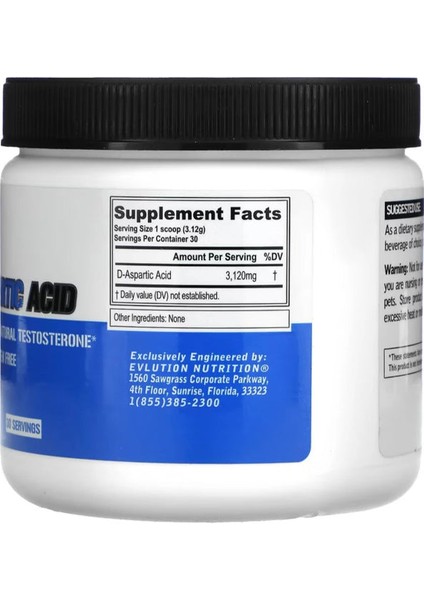 Evlution Nutrition, Daa-Aspartic Acid, Unflavored fiyatları