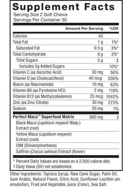 Perfect Maca Dım+Saffron+Black Maca Antioxidants 60 Soft Chews modelleri